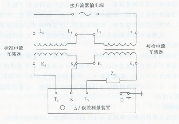 電流傳感器的角差、比差及復合誤差的微差法檢定線路圖